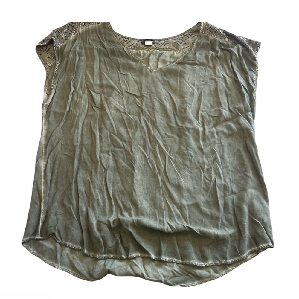 torrid Olive Green Lace-Trim Cap Sleeve Top